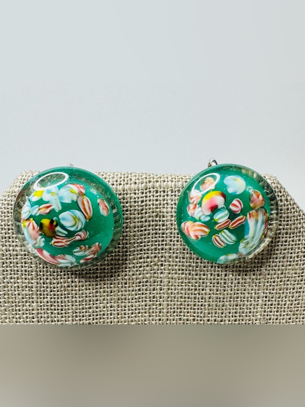 Murano venetian glass screw back earrings